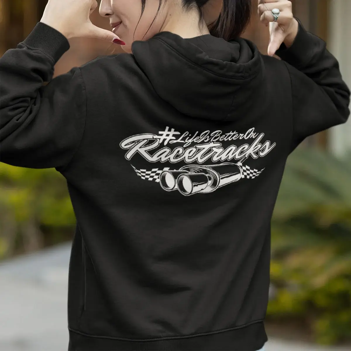 Exklusiv - Damen Hoodie DoubleVibes #LifeIsBetterOnRacetracks – Bild 6