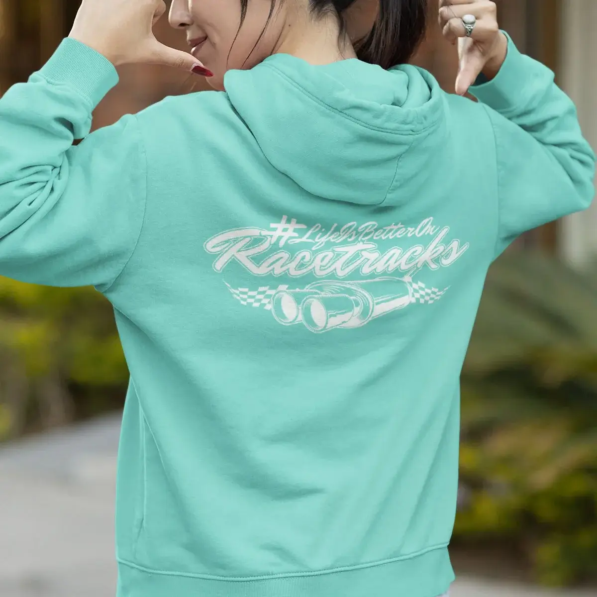 Exklusiv - Damen Hoodie DoubleVibes #LifeIsBetterOnRacetracks – Bild 4