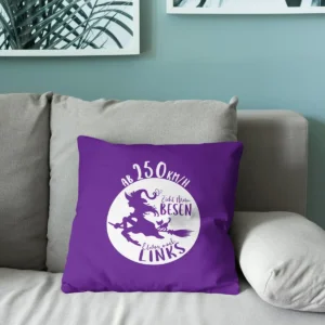 "Witch ride" decorative cushion - magic meets humor