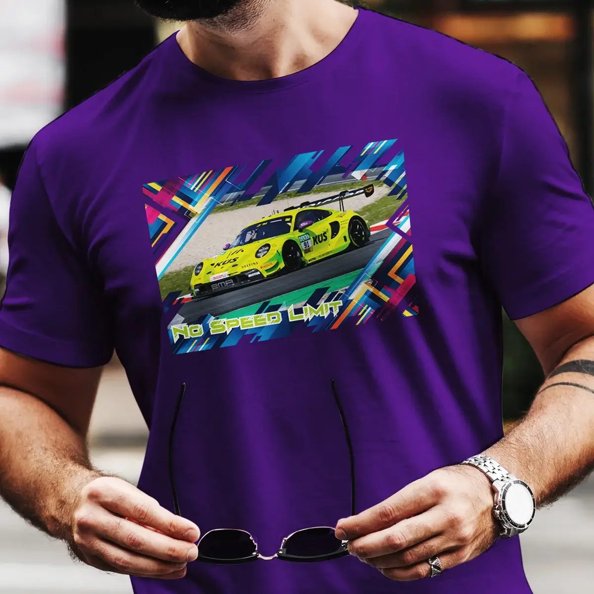 Porsche 911 GT3 R - Team Manthey #91 - Men's T-Shirt - Image 4